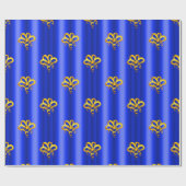 Gold Bows auf Blue Christmas Geschenkpapier (Flach)