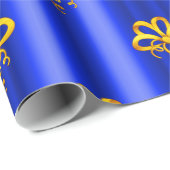 Gold Bows auf Blue Christmas Geschenkpapier (Rolleneckpunkt)