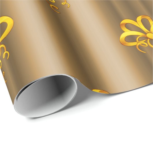 Gold Bows auf Bronze Weihnachten Geschenkpapier (Rolleneckpunkt)