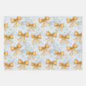 Gold Bows Baby Blue Christmas Geschenkpapier Set (Vorderseite 2)