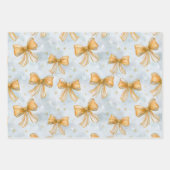 Gold Bows Baby Blue Christmas Geschenkpapier Set (Vorderseite)
