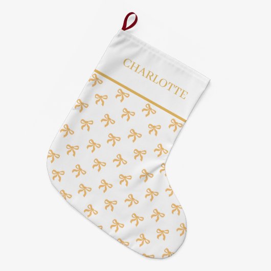 Gold Bows Keepsake Christmas  Großer Weihnachtsstrumpf (Vorderansicht (hängend))
