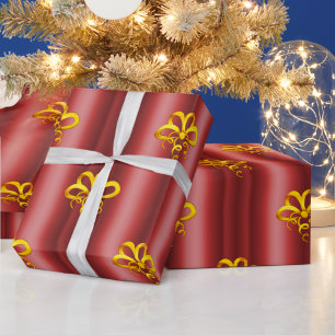 Gold Bows on Red Christmas Geschenkpapier