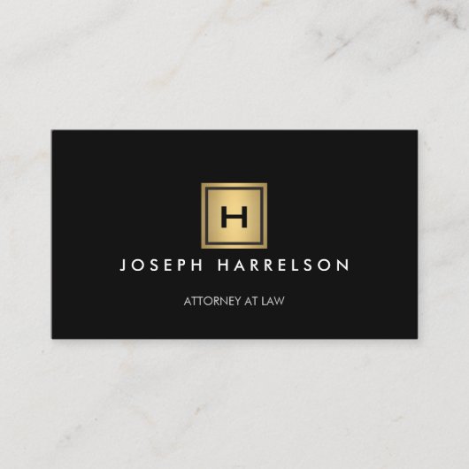 GOLD-BOX-LOGO mit IHREM INITIAL/MONOGRAM auf schwa Visitenkarte (Vorderseite)