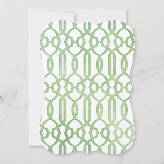 Gold Bracket Rahmen Wasserfarbe Trellis Muster Min Einladung (Rückseite)