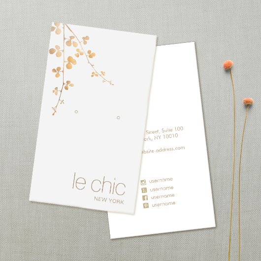 Gold Branch Handmade Earring Display Holder Visitenkarte