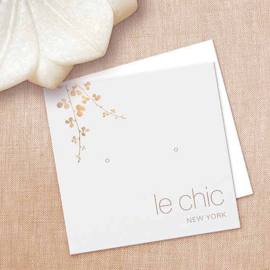 Gold Branch Handmade Square Earring Display Holder Quadratische Visitenkarte