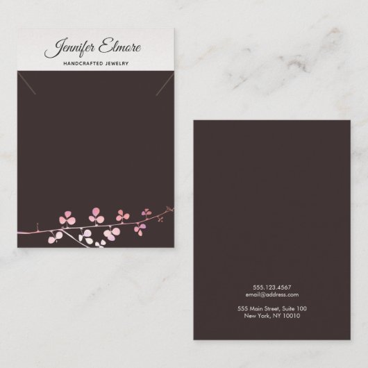 Gold Branch Necklace Bracelet Display Holder Begleitkarte (Vorne/Hinten)