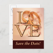 Gold/Braune LIEBE, Hochzeitssandalen oder Design Ankündigungspostkarte (Vorne/Hinten)