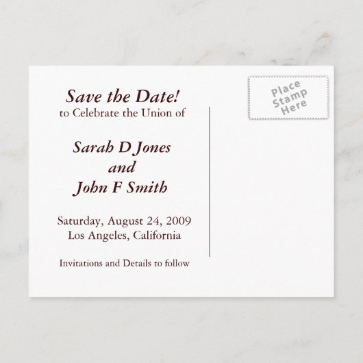 Gold/Braune LIEBE, Hochzeitssandalen oder Design Ankündigungspostkarte (Rückseite)