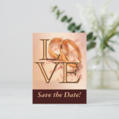 Gold/Braune LIEBE, Hochzeitssandalen oder Design Ankündigungspostkarte (Stehend Vorderseite)