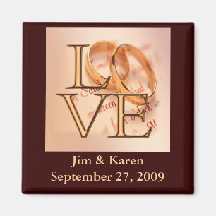 Gold/Braune LIEBE, Hochzeitssandalen Save the Date Magnet
