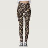 Gold/Braunflorale Leggings (Vorderseite)