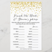 Gold Brautparty Game - Beenden Sie die Formulierun (Vorderseite)