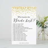 Gold Brautparty Game - wer Braut am besten kennt (Stehend Vorderseite)
