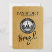 Gold Brazil Passport Hochzeitseinladung Einladung (Rückseite)