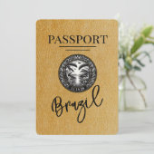 Gold Brazil Passport Save the Date (Stehend Vorderseite)