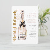 Gold Bridal Brunch Bubbly Bridal Dusche Einladung (Stehend Vorderseite)