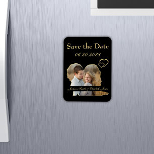 Gold Bridge und Groom Shape Foto Save the Date Magnet