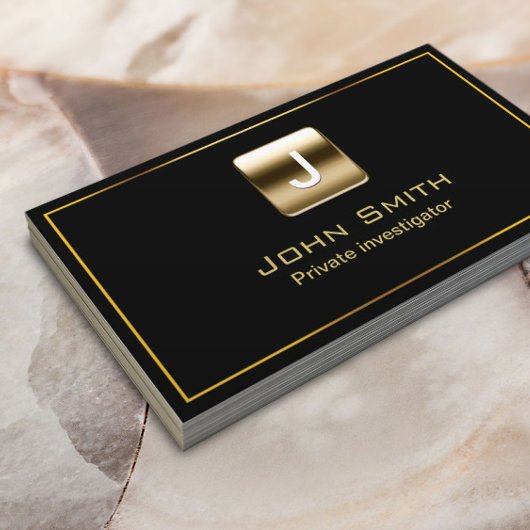 Gold Briefmarke Investigator Dark Business Card Visitenkarte