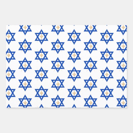 Gold Bright Shining Star von David Hannukah Geschenkpapier Set (Vorderseite 2)