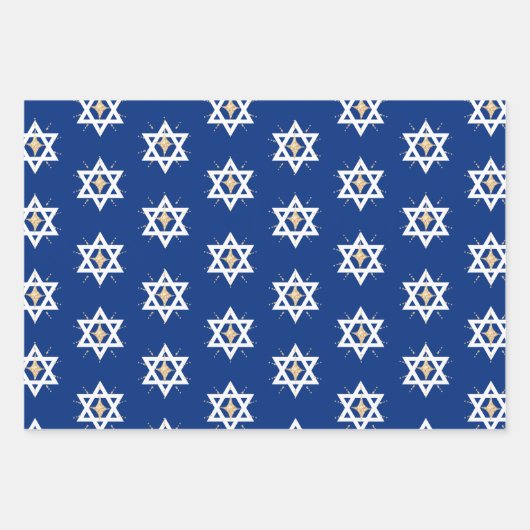 Gold Bright Shining Star von David Hannukah Geschenkpapier Set (Vorderseite)