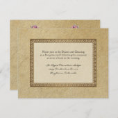 Gold Brocade Damask Floraler Empfang einladen Einladung (Vorne/Hinten)