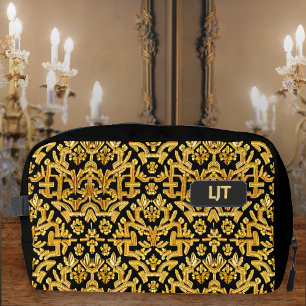 Gold Brocade on Black - Vintage Kostümtasche Waschbeutel