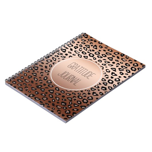 Gold Bronze Black Leopard Print Ombre Dankbarkeit Notizblock (Linke Seite)