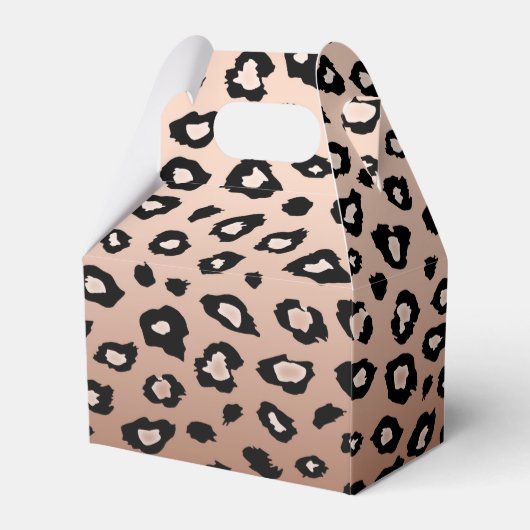 Gold Bronze Black Leopard Print Ombre Geschenkschachtel (Rückseite)