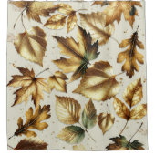 Gold Bronze Blätter Almond Beige Glam Fall Duschvorhang (Vorderseite)