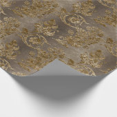 Gold & Bronze Brown Damask Imitate Velvet Weihnach Geschenkpapier (Ecke)