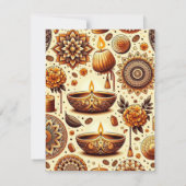 Gold & Bronze Diwali Scrapbook Papier druckbar Einladung (Rückseite)