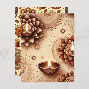 Gold & Bronze Diwali Scrapbook Papier druckbar Einladung