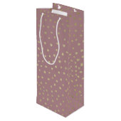 Gold Bronze Dot Pattern Geschenktasche Geschenktüte Für Weinflaschen (Rückseite Schrägansicht)
