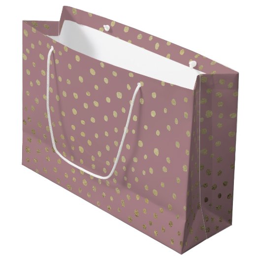 Gold Bronze Dot Pattern Geschenktasche Große Geschenktüte (Vorderseite Schrägansicht)