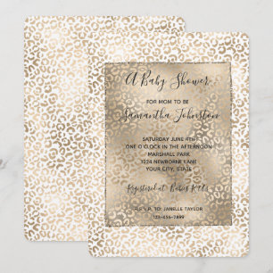 Gold Bronze Leopard Print Baby Dusche Einladung