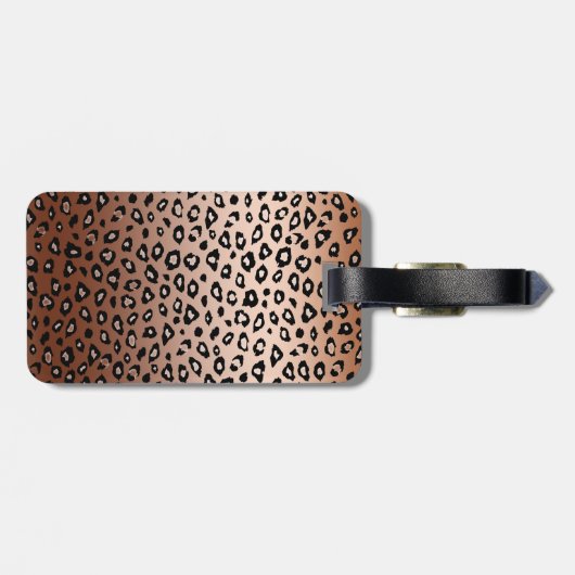 Gold Bronze Leopard Print Ombre Monogram Gepäckanhänger (Rückseite horizontal)
