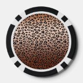Gold Bronze Leopard Print Ombre Monogramm Pokerchips (Rückseite)