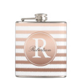 Gold Bronze Ombre Stripes Monogramm Flachmann (Vorderseite)