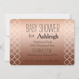 Gold Bronze Quatrefoil baby shower Einladung