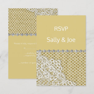 GOLD BRONZE Spot Lace Diamond Hochzeitsreaktion Einladung