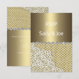 GOLD BRONZE Spot Lace Diamond Wedding response 2 Einladung
