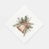 Gold Bronze White Christmas Bell Serviette (Ecke)