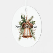Gold Bronze White Christmas Bells Ornament Aus Metall (Vorderseite links)