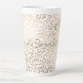 Gold Bronze White Glam Leopard Print Milchtasse (Vorderseite)
