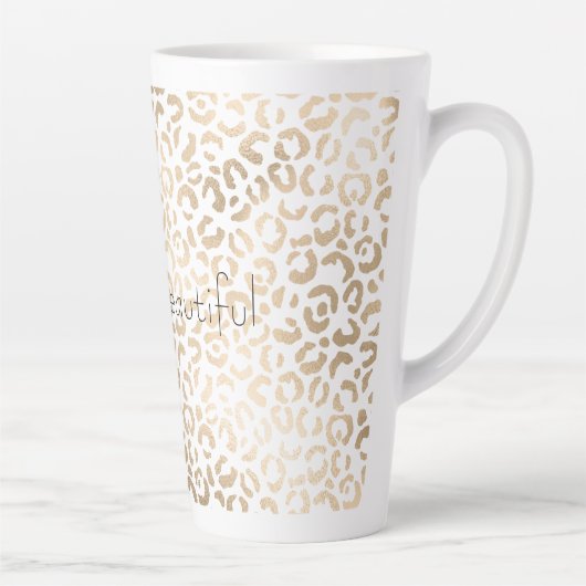Gold Bronze White Glam Leopard Print Milchtasse (Rechts)