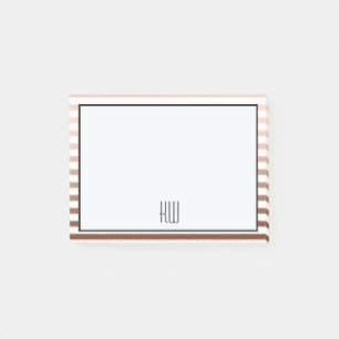 Gold BronzeOmbre Stripes Monogramm Post-it Klebezettel