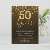 Gold Brown 50 Jahre 50. Hochzeitstag Einladung (Stehend Vorderseite)