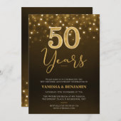 Gold Brown 50 Jahre 50. Hochzeitstag Einladung (Vorne/Hinten)